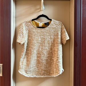 W5 Cream Short-Sleeve Tweed Top